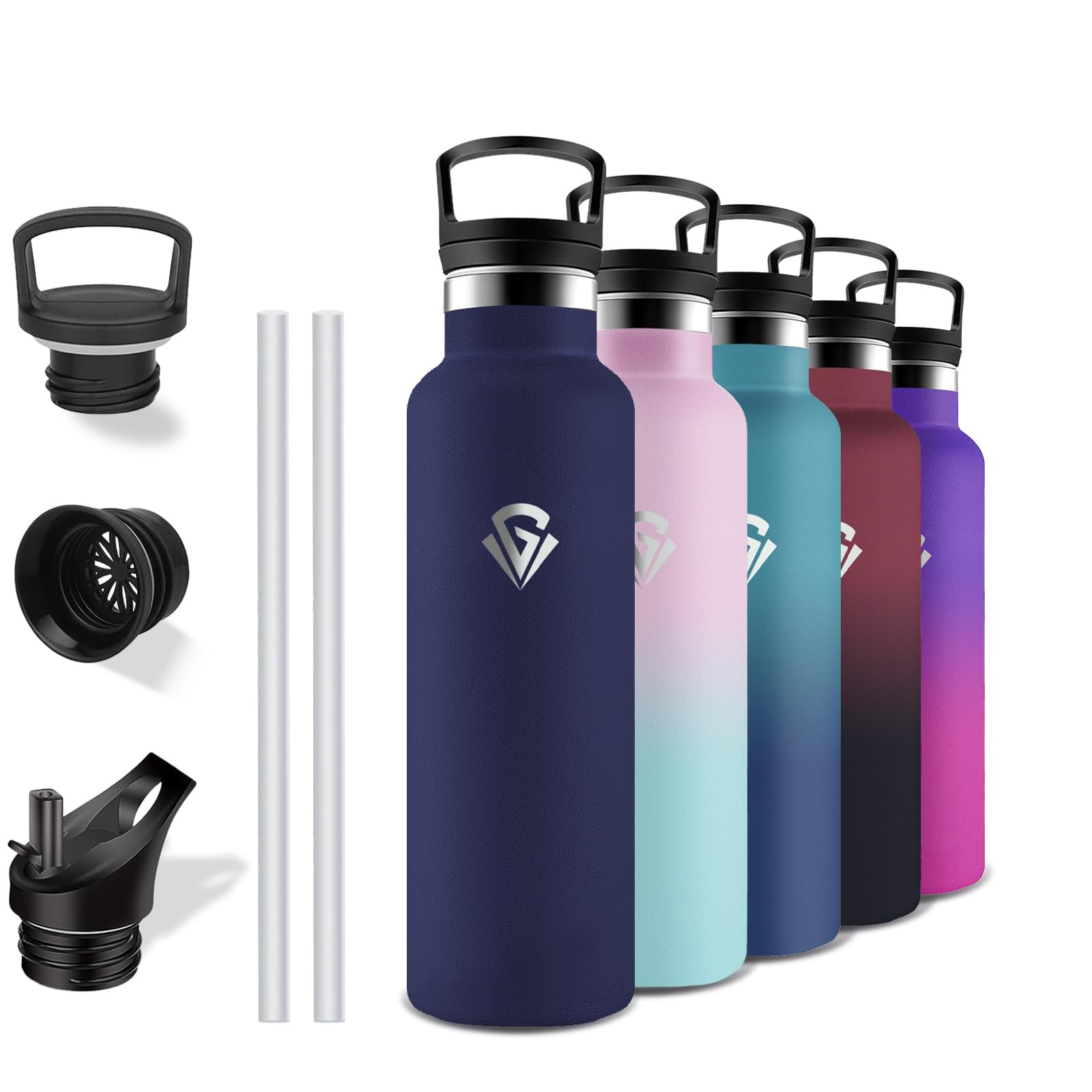 Grsta Borraccia Termica, 750ml Borraccia, Senza BPA, Borraccia con Cannucci zkgf