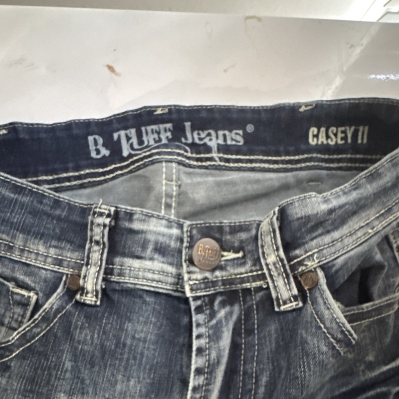 B. Tuff Jeans Men's Blue Slim Straight Stretch Denim 5-Pocket Button Zip