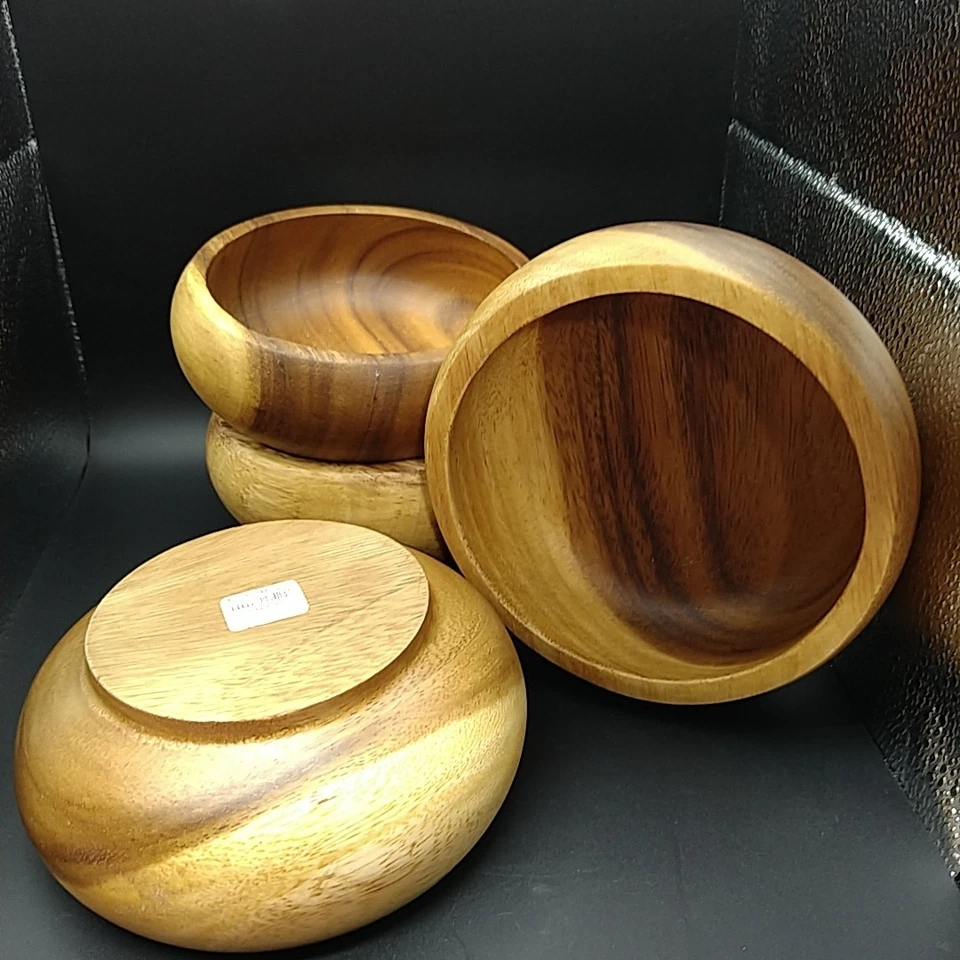 Caja y barril de madera ensaladeras Phoenix 547-530 retirado 6" redondo lote de 4 de colección Foto 3 de 4