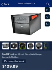 Mail Boss 7506 Mail Manager Curbside Locking Security Mailbox - Black