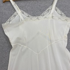 Vintage Evette Slip Womens 34 Cream Lace Edging Run Proof Nightgown Cottagecore