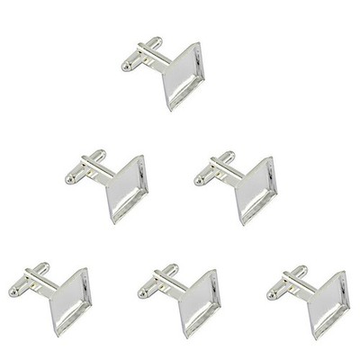 6pcs Platz Leer Einsetzgrundkörper Pad Cufflink DIY Formale Cufflink Silber