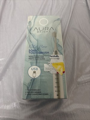 Aura Bright Elite Plus Sonic Toothbrush White USB Rechargeable With 5 Modes