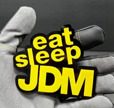 (2PC) "EAT SLEEP JDM" Emblems YELLOW 3D Acrylic Fender/Grill/Tailgate Badges