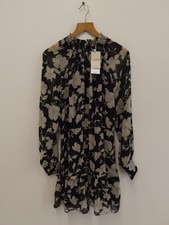 BNWT Mango MNG Committed Black Cream Floral Print Lined Dress Size 12 RRP £39.99