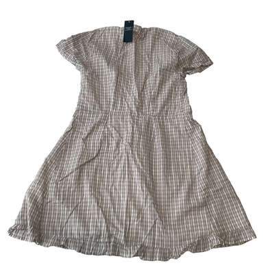Abercrombie And Fitch Wrap Dress Womens Size S P White Brown Tie Short  Sleeve | eBay