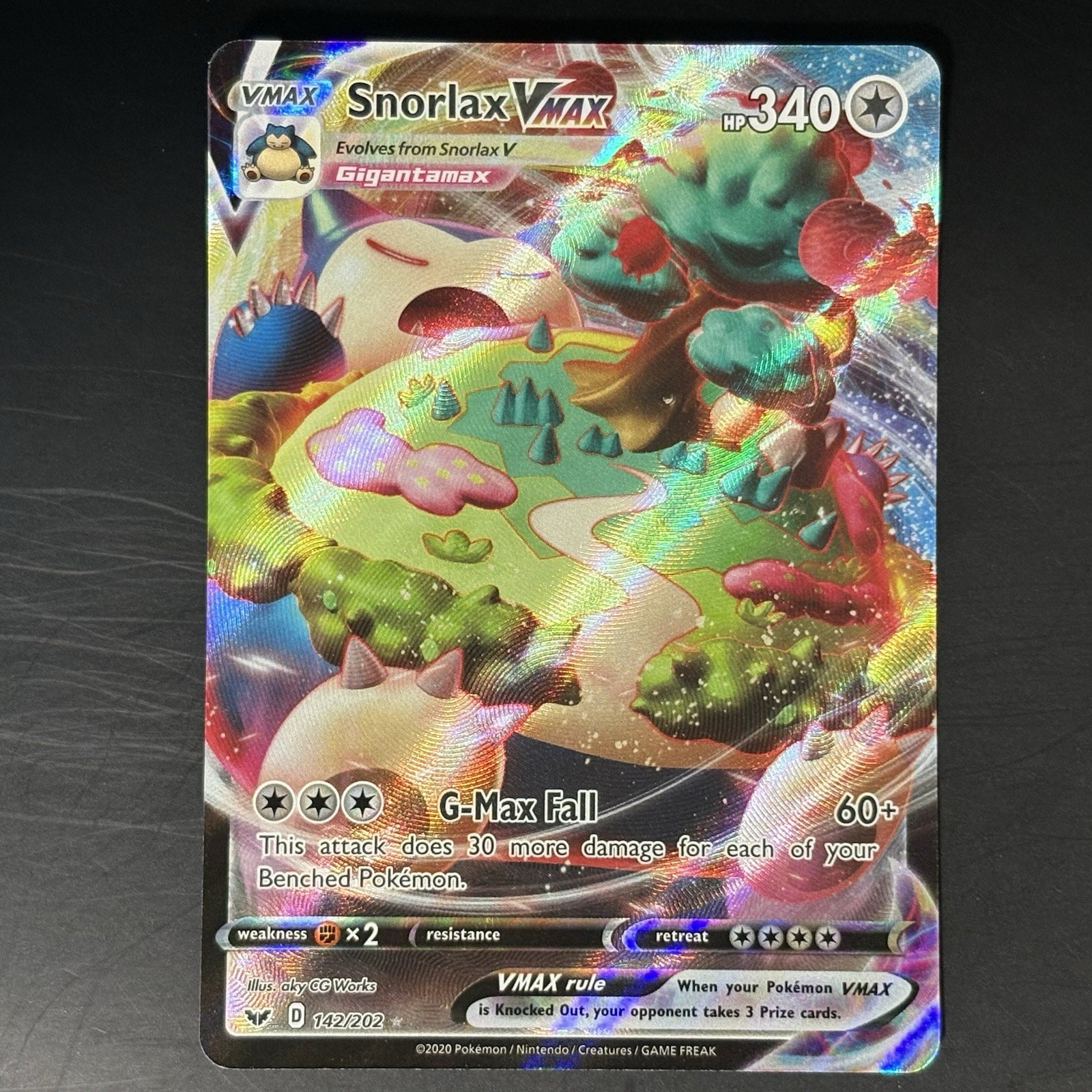 Pokemon TCG Snorlax VMAX 142/202 Sword & Shield Base Set Ultra Rare - Near Mint