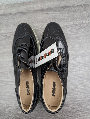 DADAWEN Black Women's Platform LaceUp Wingtip Sq Toe Oxford Shoes Brogues Sz 10 - Picture 8 of 10