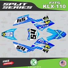 Graphics Kit for Kawasaki KLX110 KLX110R/RL (2010-2024) SPLIT-Blue