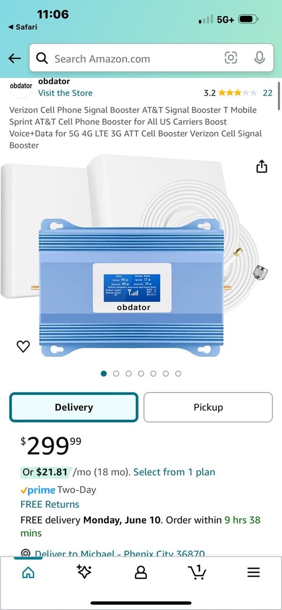 Obdator SF50 Cell Signal Booster Blue New Unopened For North America  Carriers