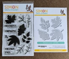 Simon Says Stamp - Painted Leaves - Photopolymer Cling stamp and die set, NIP