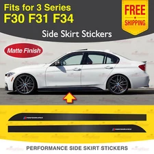 Racing Side Skirt Stickers MATTE BLACK Decals Stripes fits BMW F30 F31 F34 3 Ser