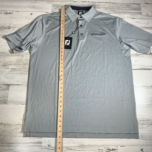 FootJoy Men’s Stretch Lisle Dot Print Heather Gray Golf Polo Shirt Size Large - Picture 8 of 9