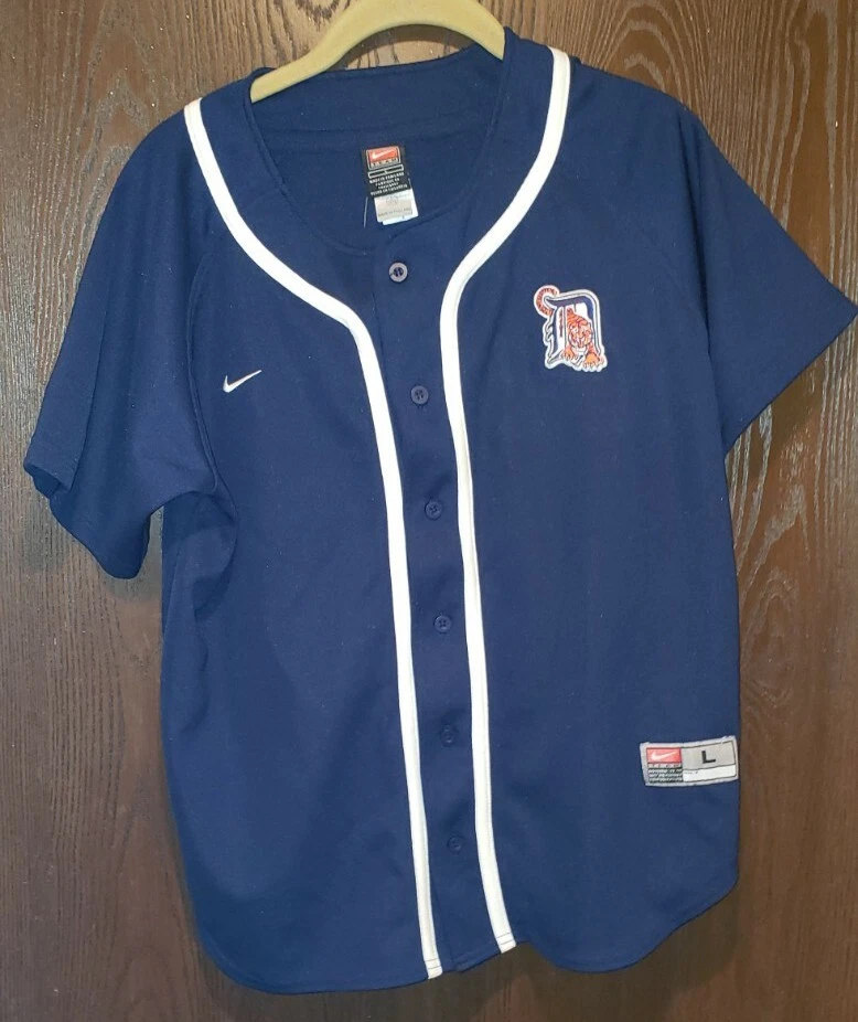 Nike Blue Pudge Rodriguez Detroit Tigers Baseball Jersey Youth Large 16-18