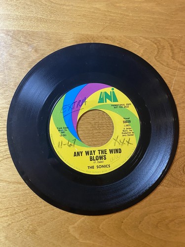 1967 The Sonics Anyway The Wind Blows 7" 45 rpm Promo Uni Records - Picture 2 of 7