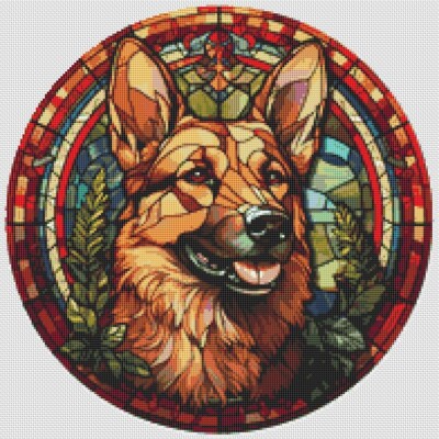Deutscher Schäferhund Welpe Hund. Großer, moderner Original Kreuzstich