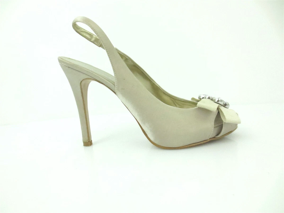 NINE WEST LEVANT OPEN TOE SLING BACKS Wedding HEELS Shoes EUR 38 US 7.5M A34