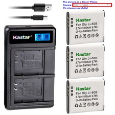 Kastar Battery LCD Dual Charger for Olympus Li-50B 50B  Tough TG-805 TG-810 iHS