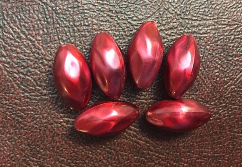 Vintage Red Pearly Shimmer Wave Wobble Rice Elongated Lucite Bead Lot A ...