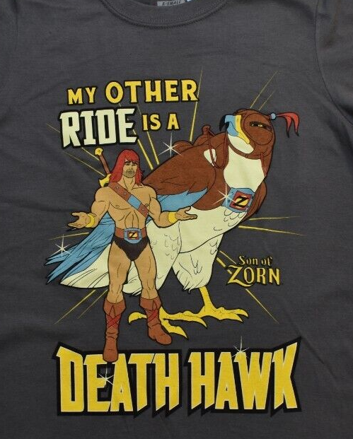 ALTRA Camicia Funko Uomo Son Of Zorn My Other Ride Is A Death Hawk Carbone Nuova con etichette XS M