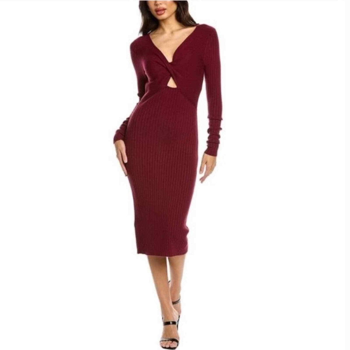 Ramy Brook Pilar Cutout Rib Knit Sweater Dress In Bordeaux Size XS Ramy Brook Pilar Cutout Rib Knit Sweater Dress In Bordeaux Size XS