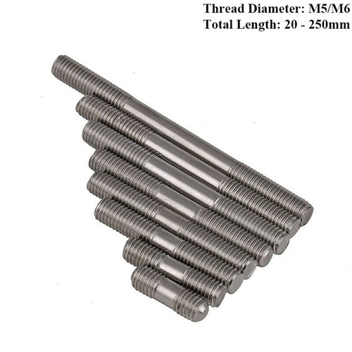 304 Stainless Steel Partial Threaded Rod M5 M6 Double End Studs Thread
