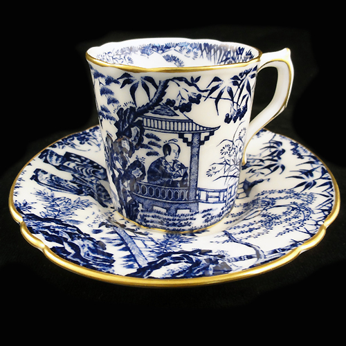 Blue Mikado Royal Crown Derby After Dinner CUP & SAUCER 2.25" tall 1980 XLIII - Picture 1 of 3