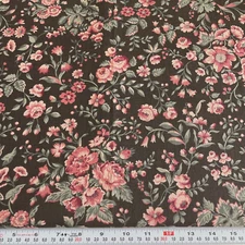 Vintage Peter Pan Fabrics Florals on Brown Cotton Fabric by the HALF YARD