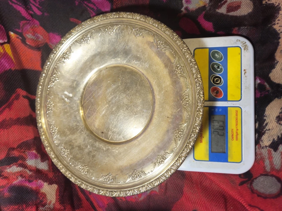 203 GRAMOS PLATA ESTERLINA 9" PLACA VINTAGE ALVIN S128 USO O DESGUACE Foto 4 de 4