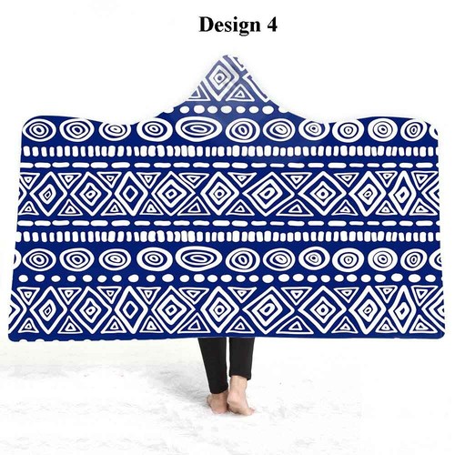 Aztec Geometric Diamonds Chevrons Zigzags Warm Fleece Hooded Blanket Throw Gift - Picture 16 of 23