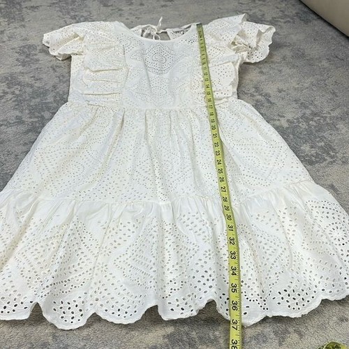 Mini abito da sposa nuovo con etichette Sea New York Vienne bordo occhiellato volant bianco taglia M - Foto 10 di 16