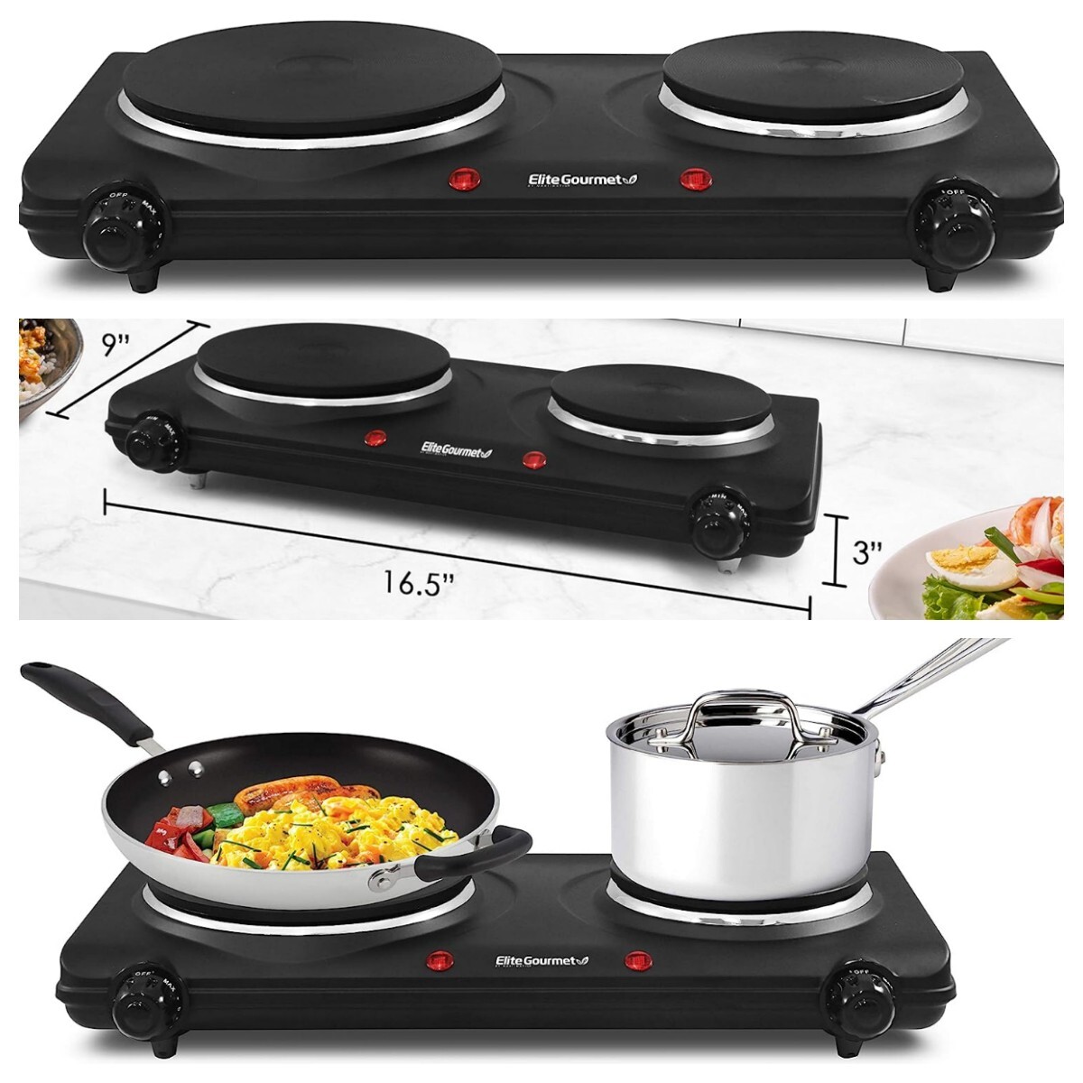 Portable Small Electric Stove Top Burners Double Plate Cast Iron
