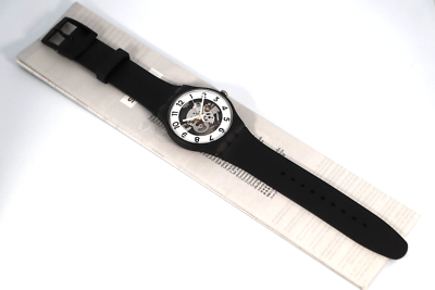 NEW Limited Swiss Swatch SKELETOR Skeleton Numbers Dial Black