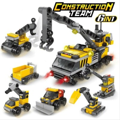 City Car Vehicle Construction Team Building block Toys Assemble DIY Children Toy