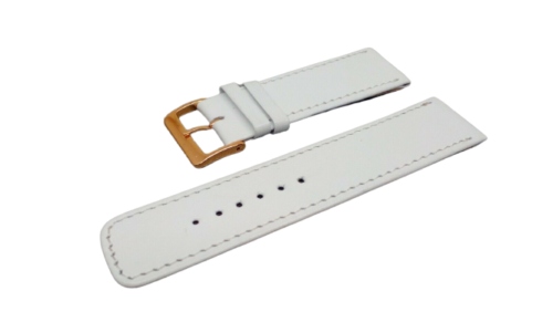 White Calf Leather Flat Model Watch Band Available in 22mm  - Picture 1 of 1