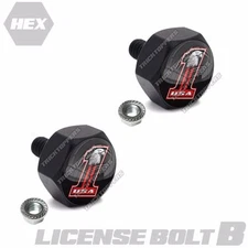 2 Custom Hex Black Billet License Plate Frame Fastener Tag Bolts USA NO 1 EAGLE