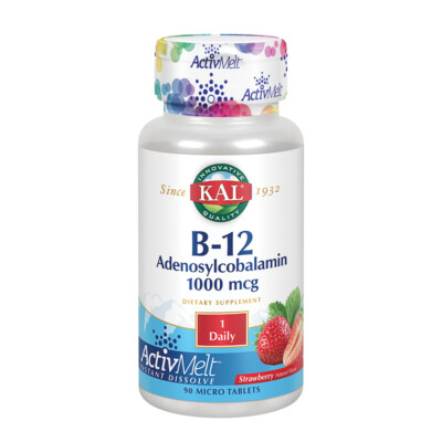 KAL B-12 Adenosylcobalamin Activmelt, Strawberry, White, 90 Count