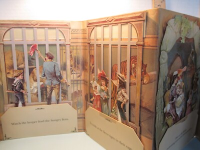 POPUP book DAY AT THE ZOO 1980 reproduction of antique 1890