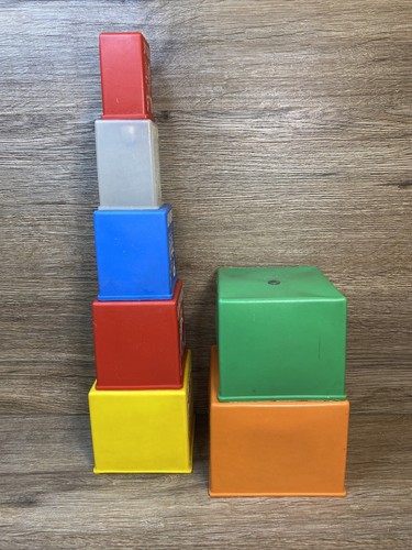 7 Pc GERBER Nursery Rhyme Plastic Nesting Stacking 123 Picture Blocks W/ Bells - Picture 8 of 20