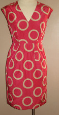 BANANA REPUBLIC Pink Tan Sleeveless Sheath Dress Size 4 Silk & Cotton V Neck