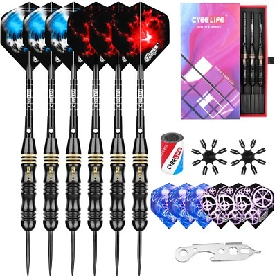 CYEELIFE Professional Steel tip Darts 26g+Aluminum shafts+Sharpener+Dart Tool+Flights