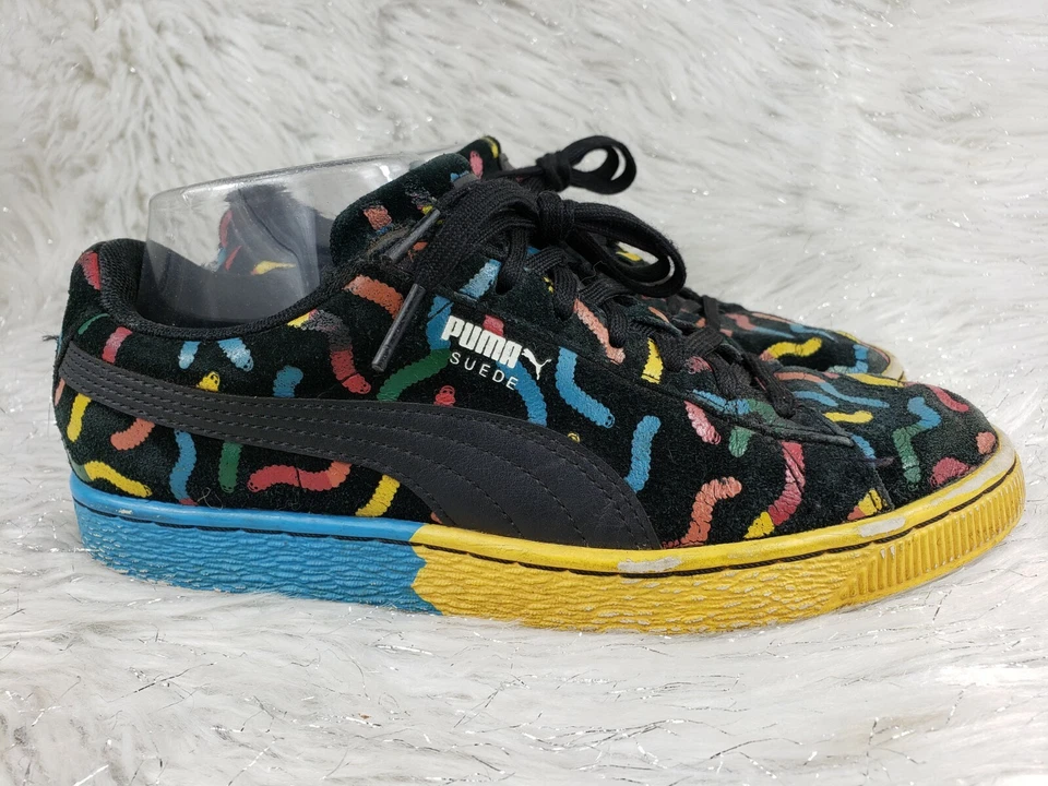PUMA Suede 367884-01 Black Blue Gummy Worms Sneakers Kids Youth Size US 6 EUR 38 - Image 2 of 4