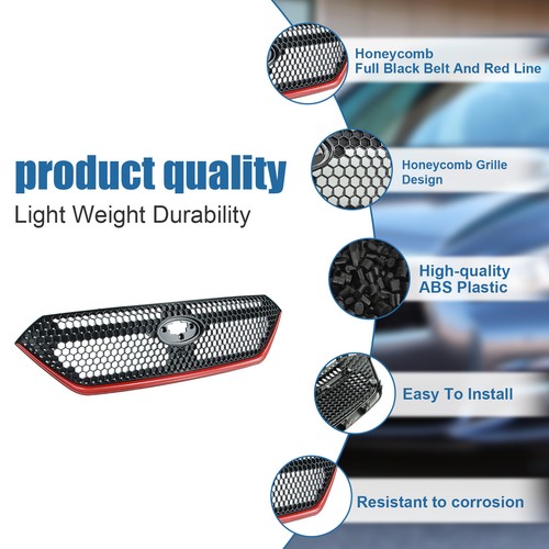 Front Bumper Grille Hood Mesh Grill for 2022-2023 Subaru WRX Black with Red Trim - Picture 6 of 7