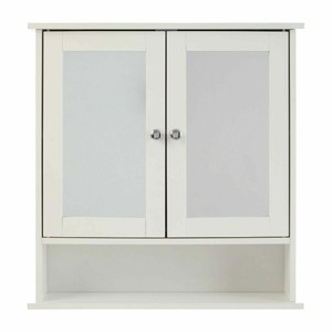 Bathroom Cabinet White Mirrored 2 Door Wall Mounted Medicine