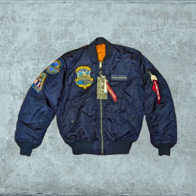 ALPHA INDUSTRIES RARE MICROSOFT FLIGHT SIMULATOR MA-1 JACKET BLUE MEDIUM NWT