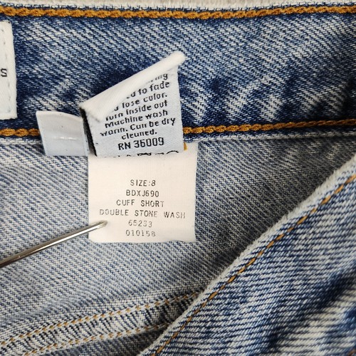 VTG Calvin Klein Denim Mom Shorts Womens 8 Blue Stone Wash High Rise 90s Cuffed - Picture 9 of 12
