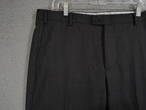 Zanella Pants Mens 38x31 Gray Devon Italy Wool Slacks Flat Front Office - Picture 2 of 10
