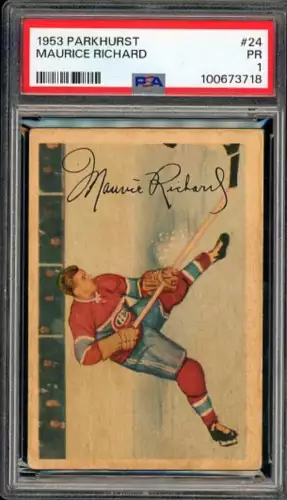 Maurice Richard Card 1953-54 Parkhurst #24 PSA 1