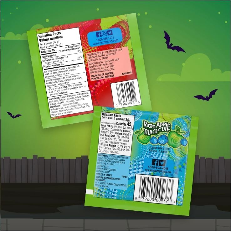 (2 pack) Fun Dip Razz Apple Magic Dip & Cherry Yum Diddly, Halloween Candy, 44 C