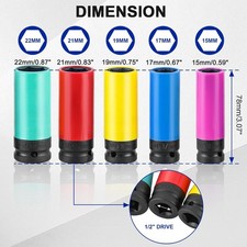 1/2 Inch Drive Wheel Protector Impact Socket 5PCS Lug Nut Impact Socket Set